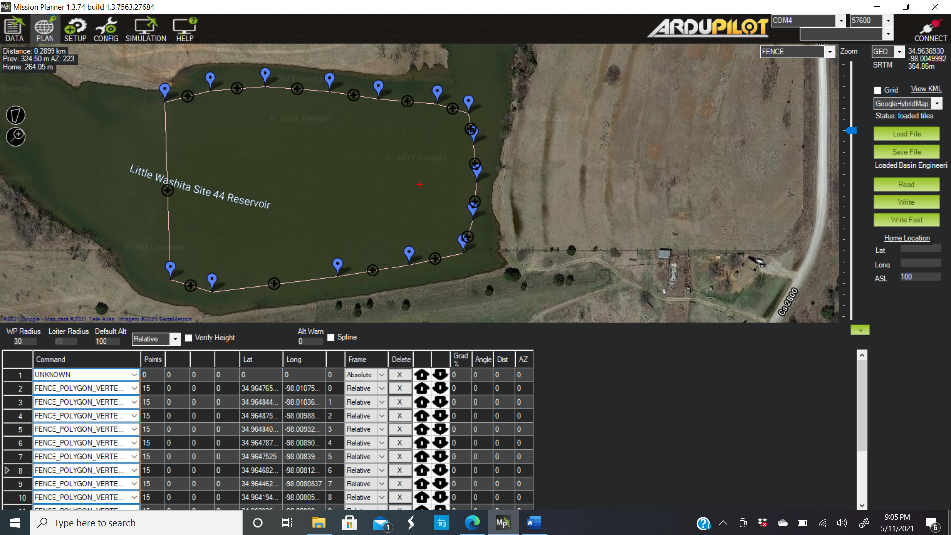 WASP mission planning interface